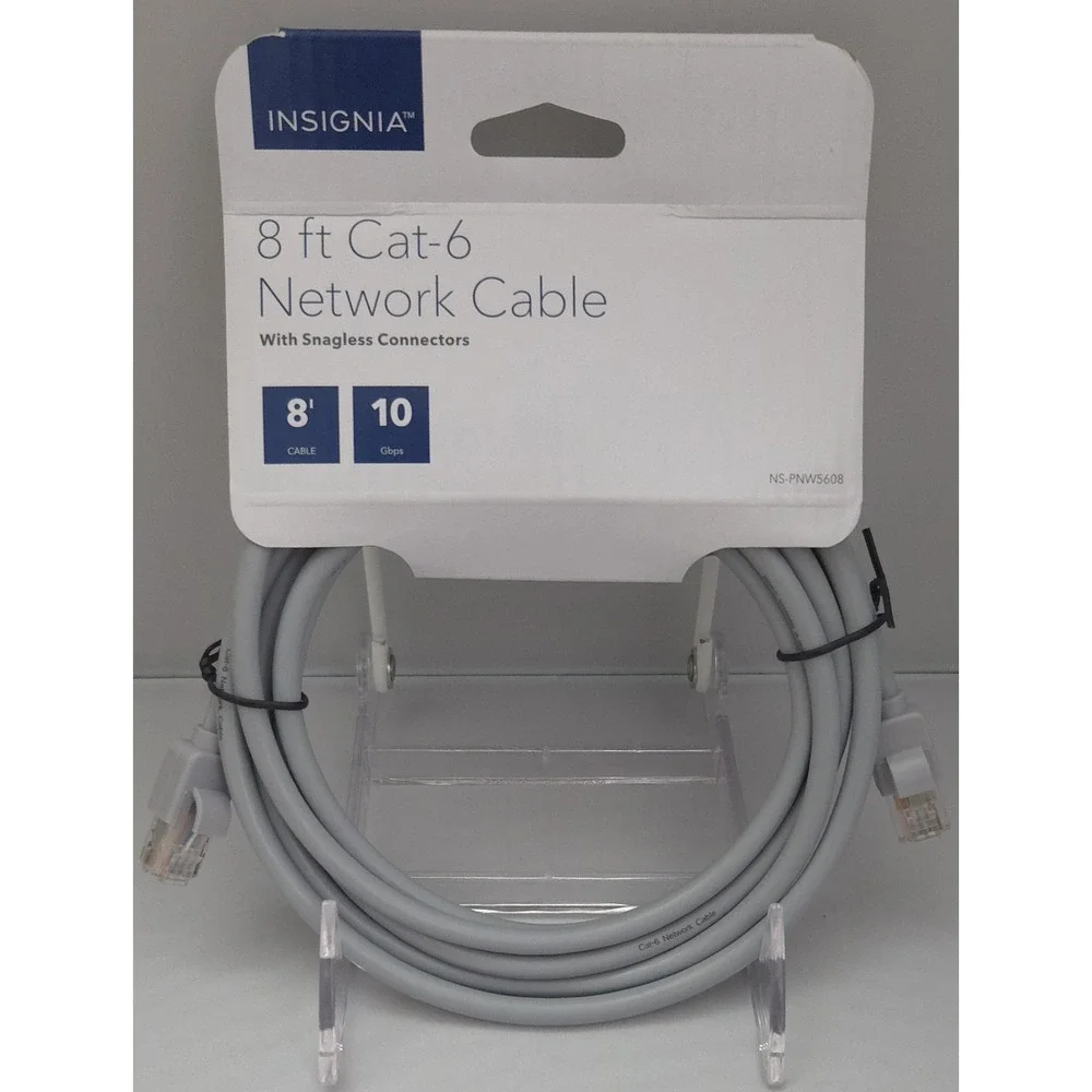 Insignia - 8 ft Cat-6 Network Cable - Ethernet RJ45 - 10 Gbps - NS-PNW5608 - NEW